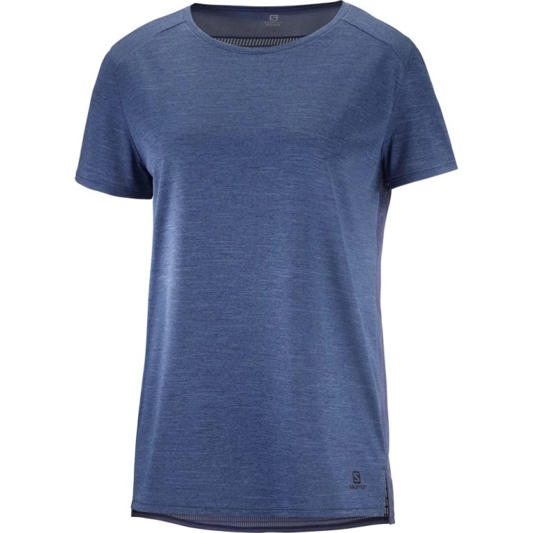 Navy Salomon Outline Summer Short Sleeve Women's T-Shirts | IE MY4026